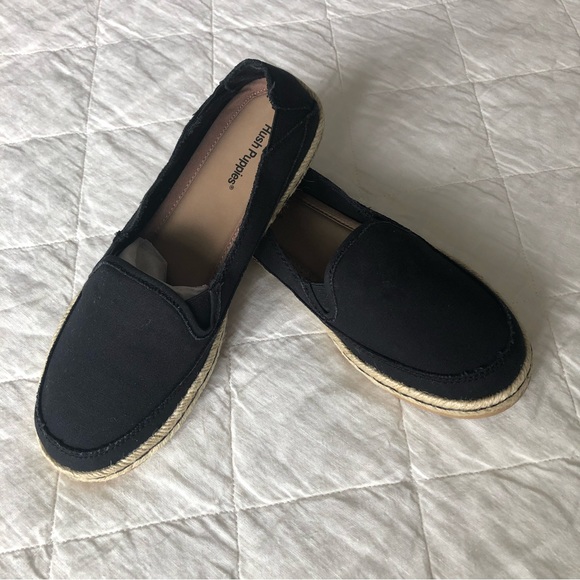 Hush Puppies black canvas espadrille loafers - Picture 2 of 8